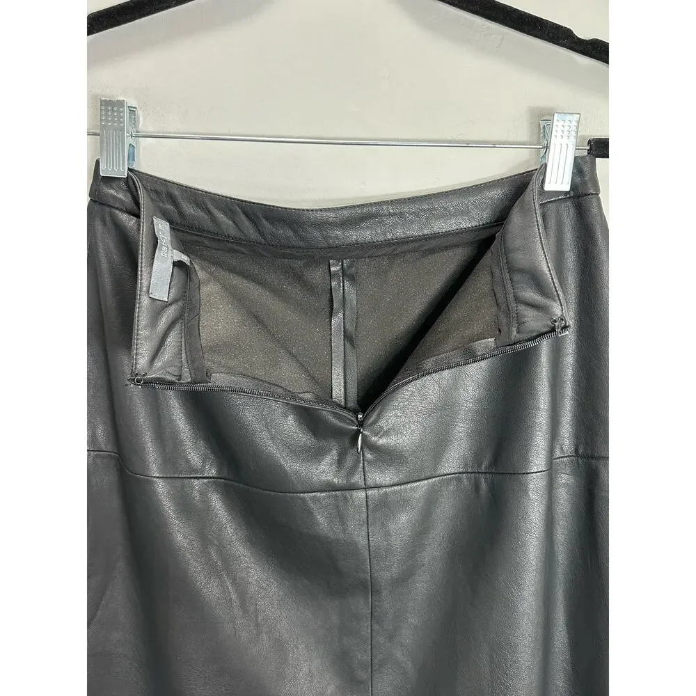 Matty M NWT Women’s Black Faux Leather A Line Midi Skirt size XS